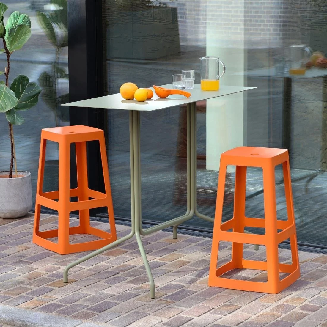 Origin Base High Stool Signal Orange 450x450x750mm (2 Pack) - Image 5
