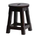 Wooden Top Low Stool in Dark Walnut (2 Pack) - Image 1