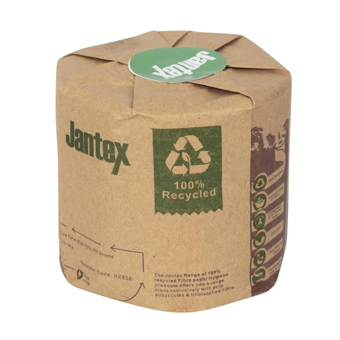 Jantex Green 100% Recycled Wrapped Toilet Roll 3ply 260 Sheets (36 Pack) - Image 2