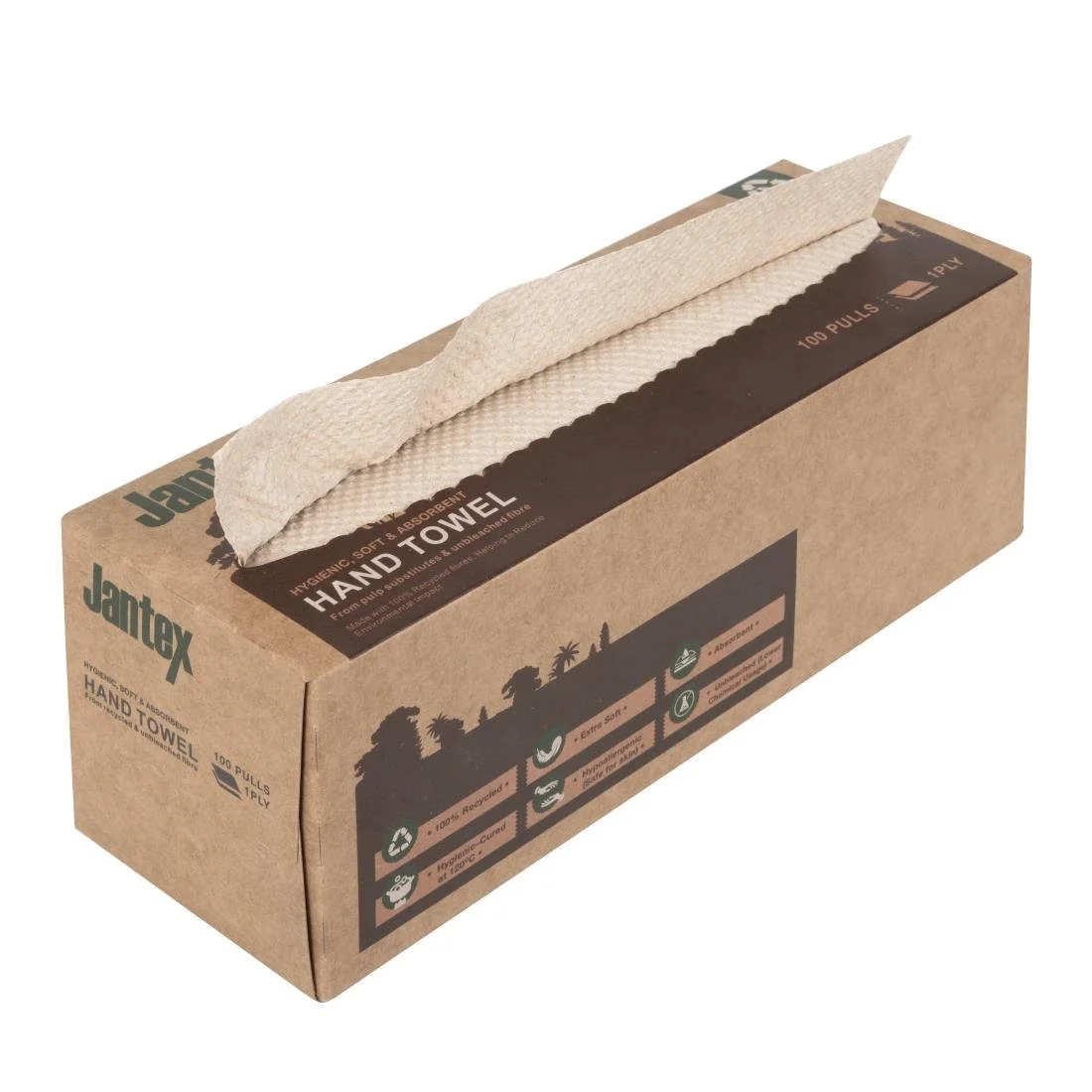 Jantex Green 100% Recycled Hand Towel 1ply 3600 sheets - Image 1
