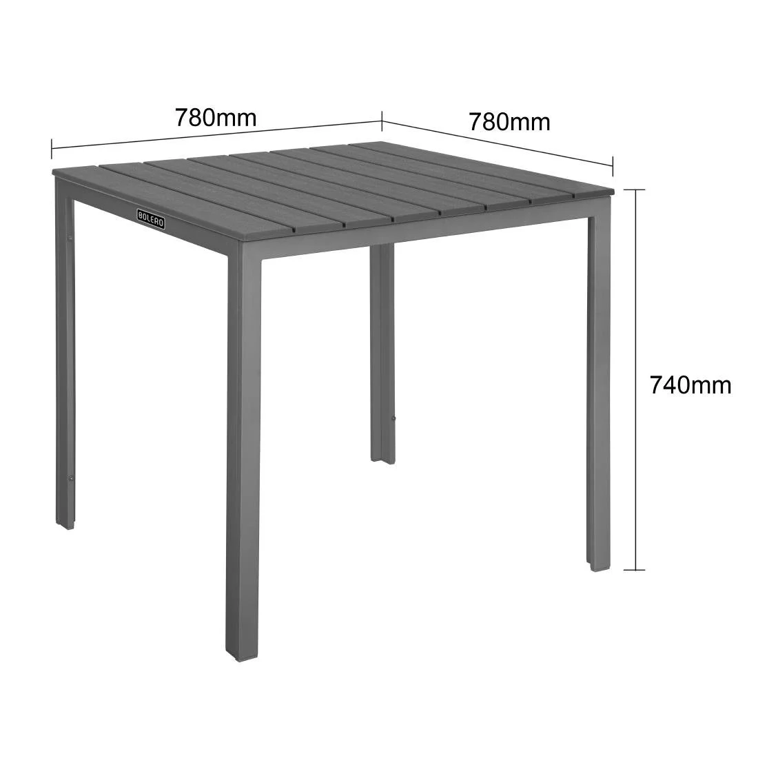 Bolero Valletta Grey Slatted Outdoor Table 780mm - Image 2