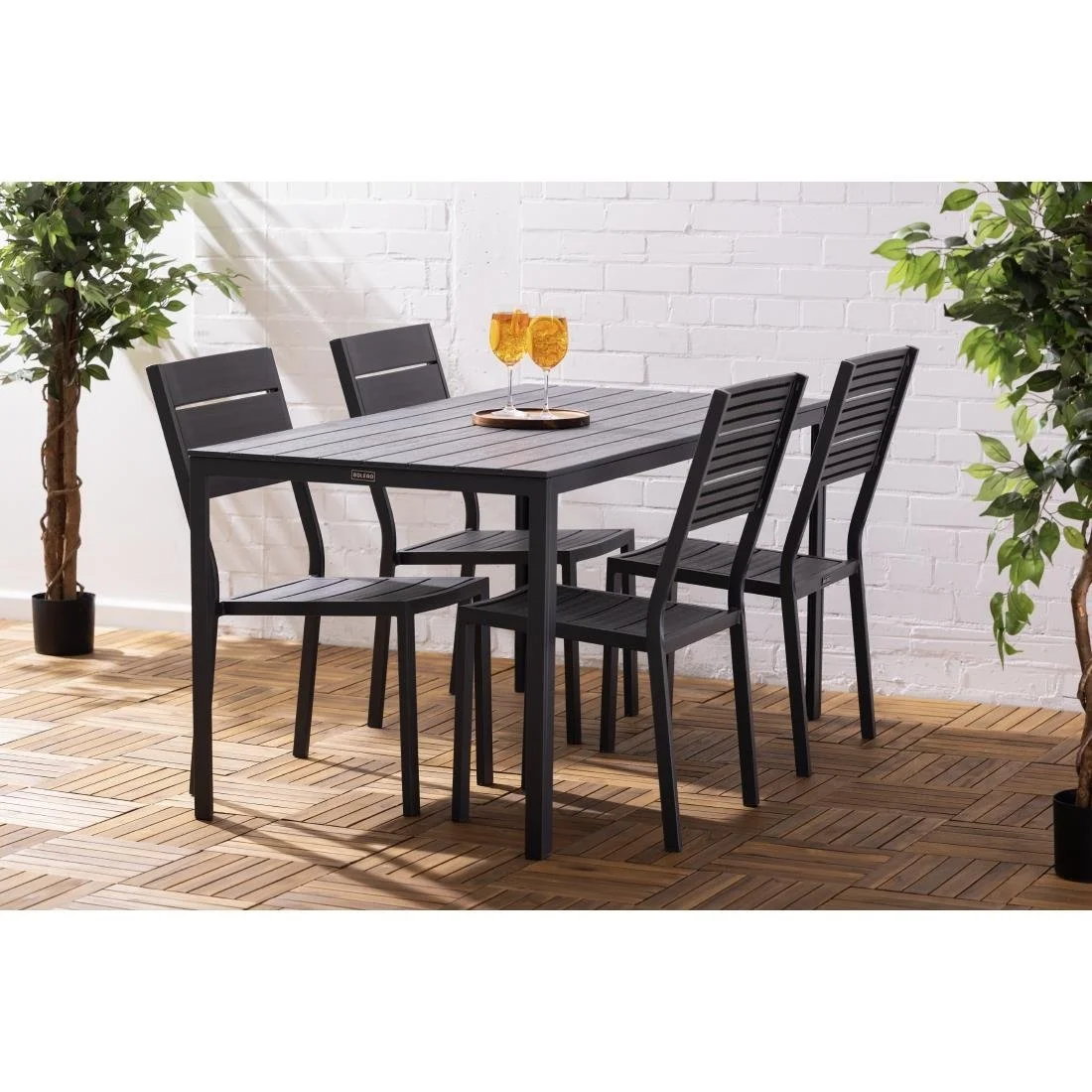 Bolero Valletta Grey Slatted Outdoor Table 1560mm - Image 7