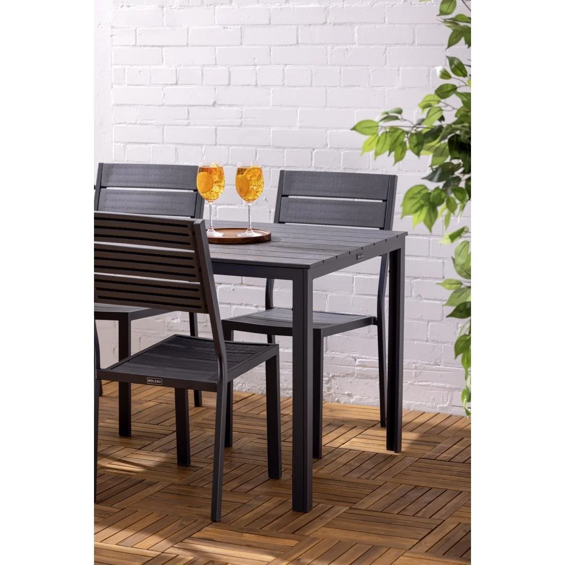 Bolero Valletta Grey Slatted Outdoor Table 1560mm - Image 9