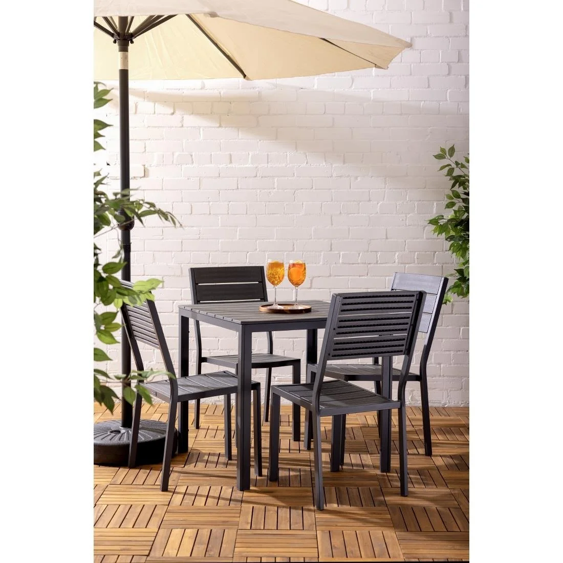 Bolero Valletta Grey Slatted Outdoor Table 780mm - Image 11