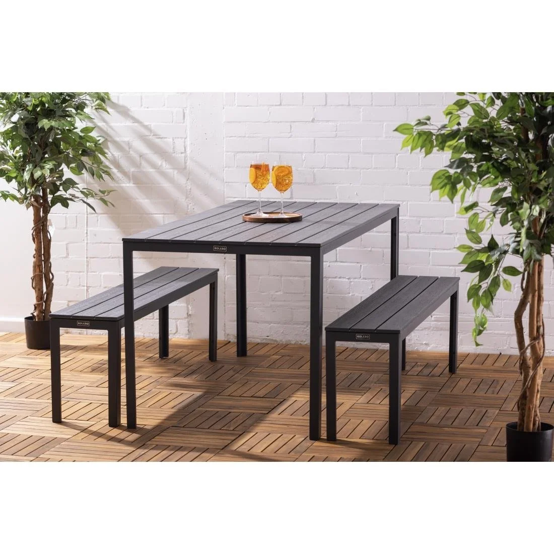 Bolero Valletta Grey Slatted Outdoor Table 1560mm - Image 10