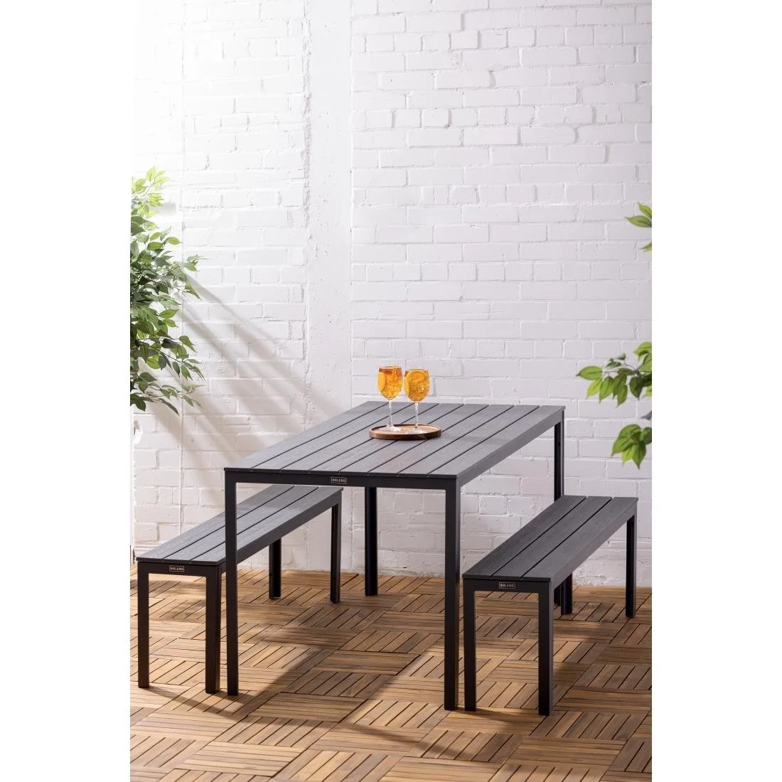 Bolero Valletta Grey Slatted Benches (2 Pack) - Image 4