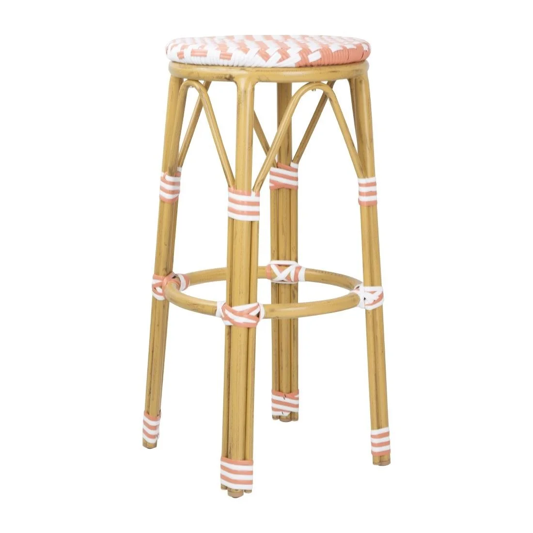 Bolero Parisian Style PE Rattan Bar Stools Coral (2 Pack) - Image 5