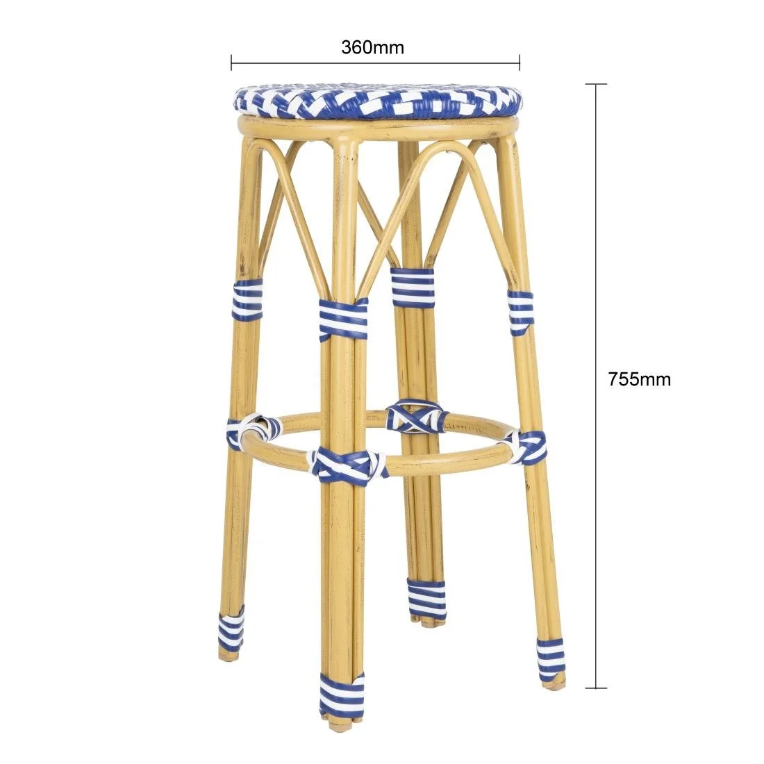 Bolero Parisian Style PE Rattan Bar Stools Blue (2 Pack) - Image 2
