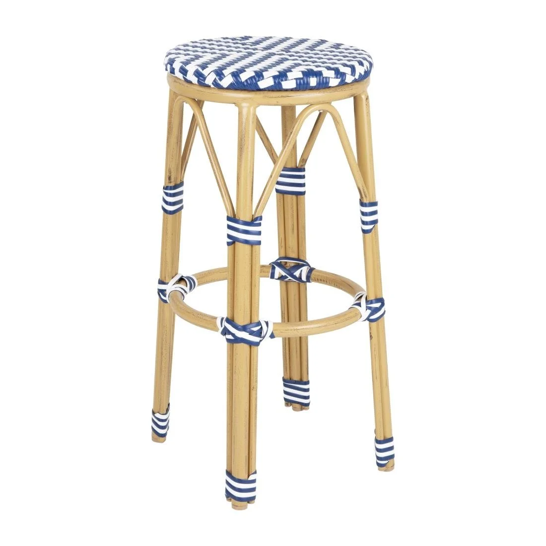 Bolero Parisian Style PE Rattan Bar Stools Blue (2 Pack) - Image 1