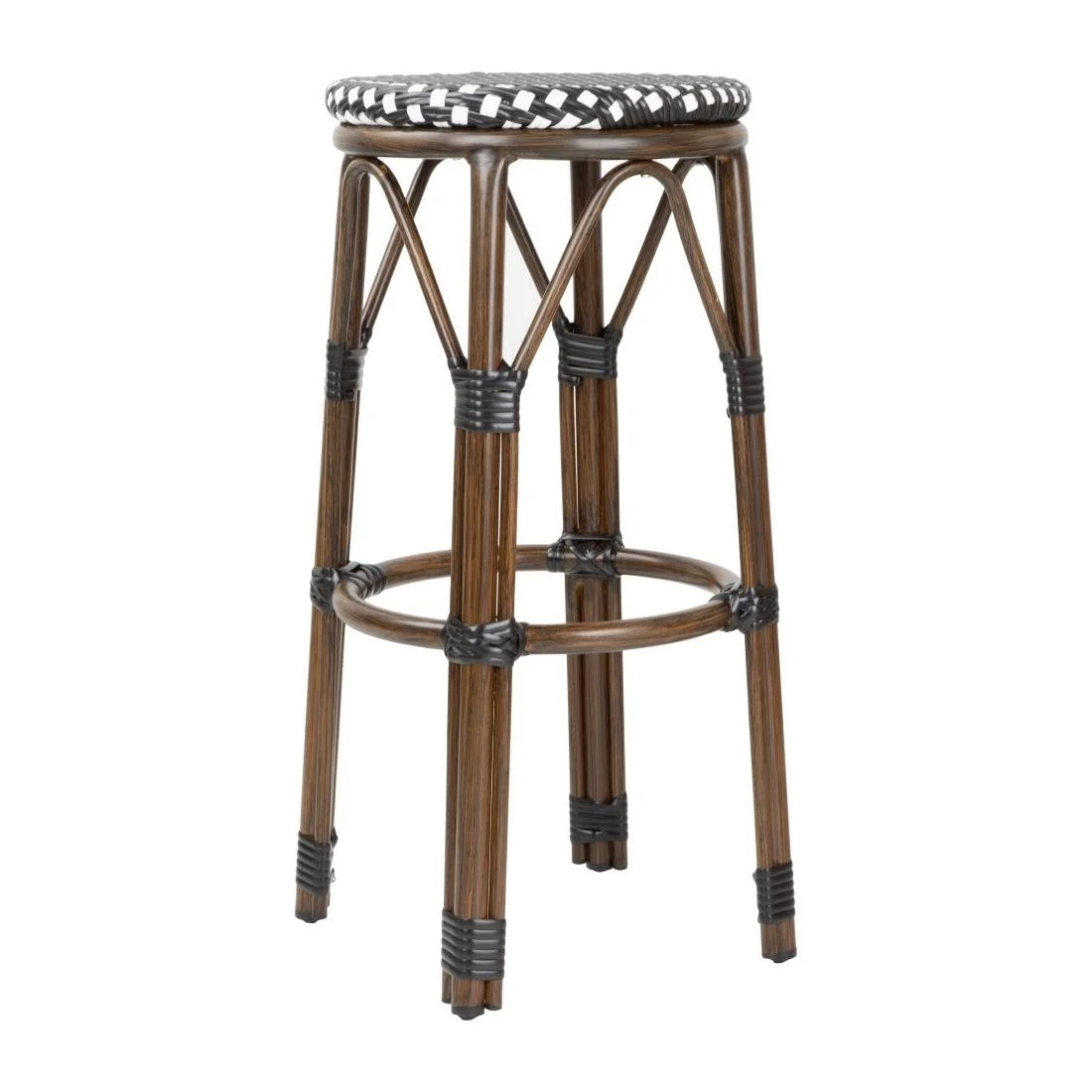 Bolero Parisian Style PE Rattan Bar Stools Black Dot Mix (2 Pack) - Image 5