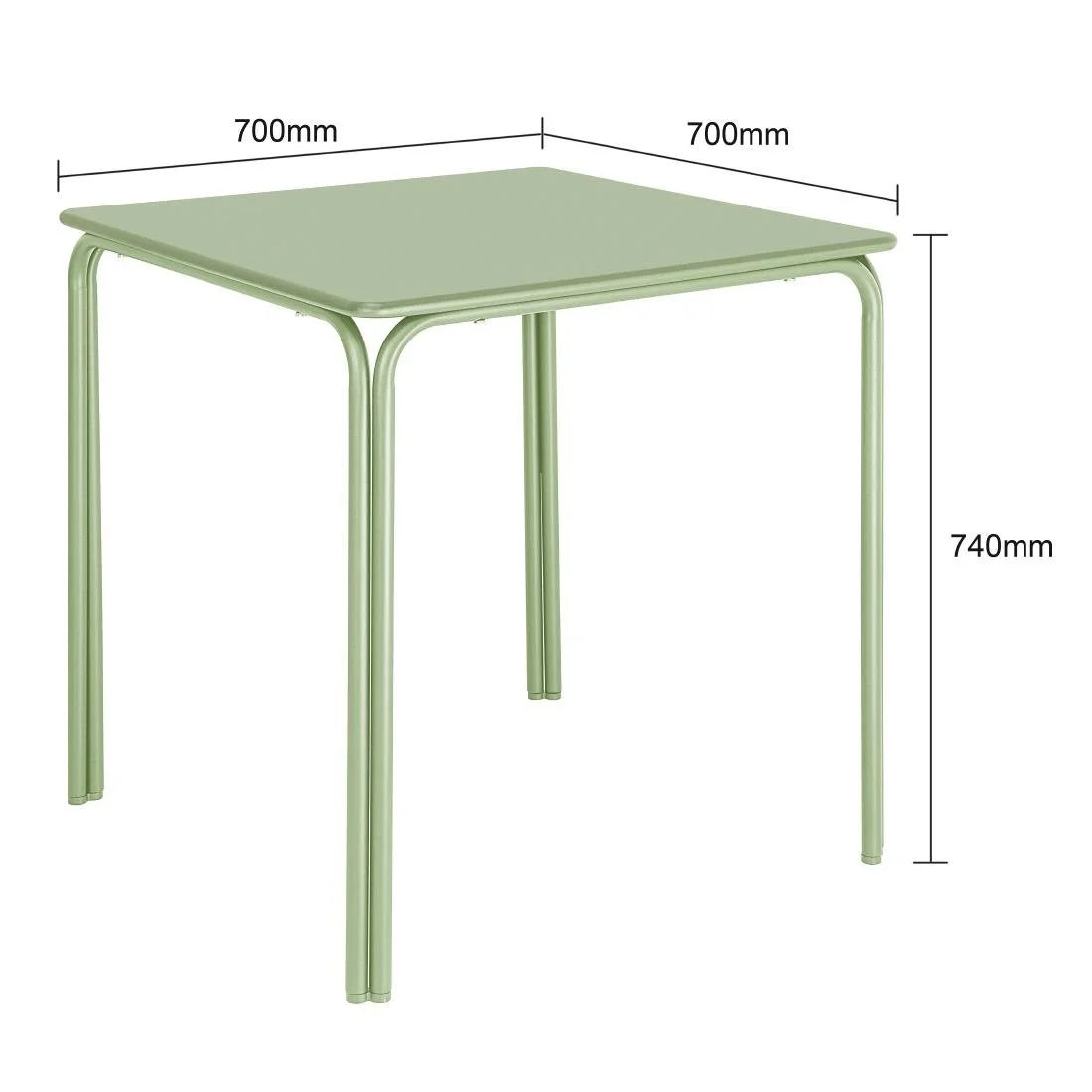 Bolero Adeline Steel Square Table 700mm Light Green - Image 4