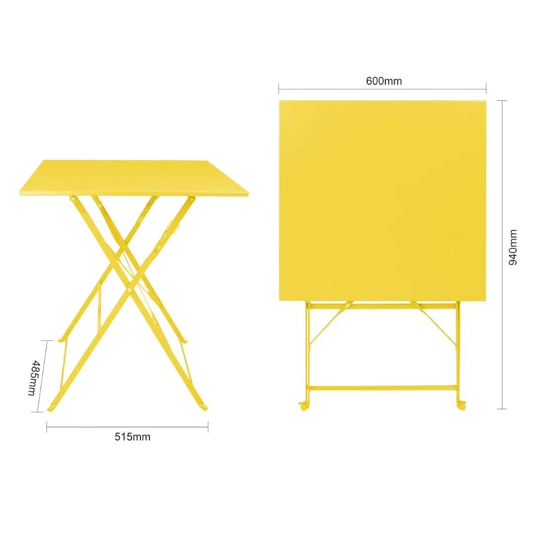 Bolero Perth Mellow Yellow Pavement Style Steel Table Square 600mm - Image 8