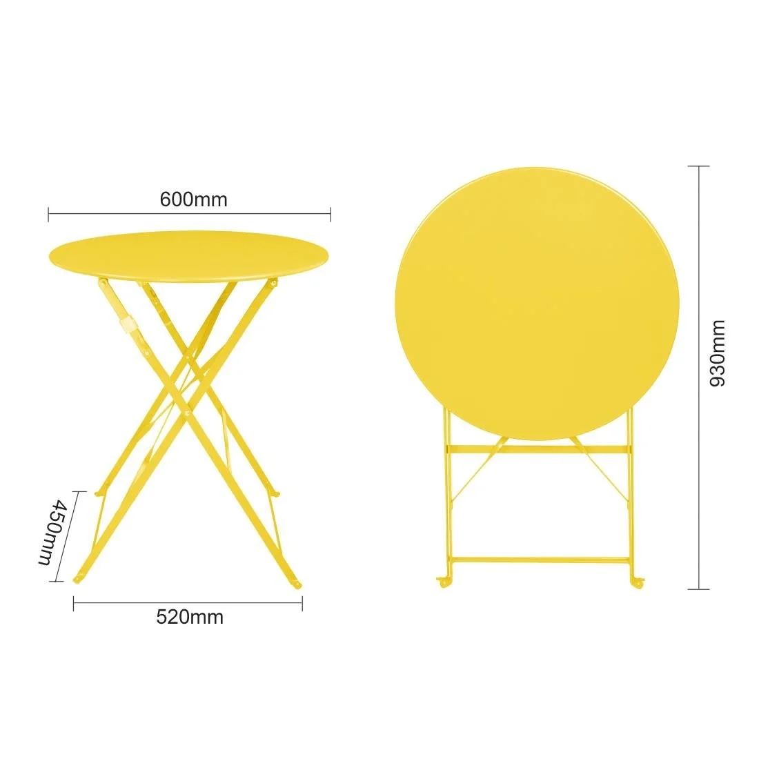 Bolero Perth Mellow Yellow Pavement Style Steel Table Round 600mm - Image 8