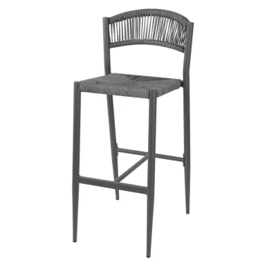 Bolero Eden PE Twist Rattan Outdoor Bar Stool Charcoal (2 Pack)