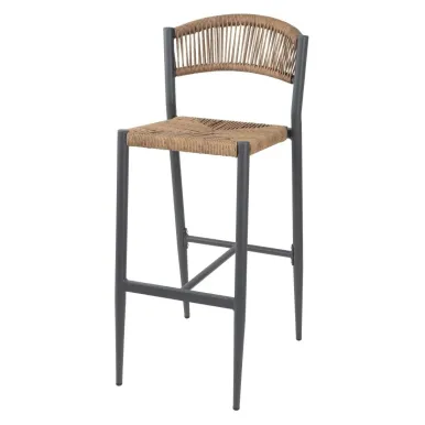 Bolero Eden PE Twist Rattan Outdoor Bar Stools Natural (2 Pack)
