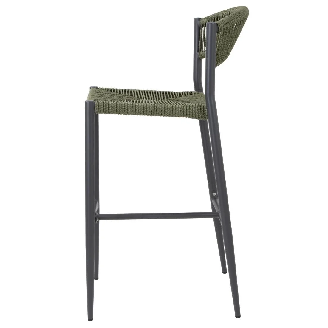 Bolero Eden PE Twist Rattan Outdoor Bar Stool Green (2 Pack) - Image 2