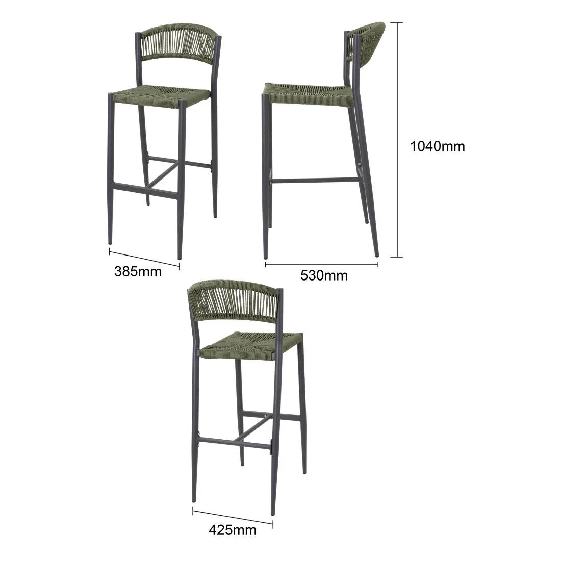 Bolero Eden PE Twist Rattan Outdoor Bar Stool Green (2 Pack) - Image 5
