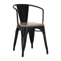 Bolero Bistro Curve Armchairs with Wooden Seat Pad Black (4 Pack) - Image 1