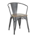 Bolero Bistro Curve Armchairs with Wooden Seat Pad Gunmetal (4 Pack) - Image 1