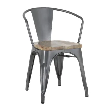 Bolero Bistro Curve Armchairs with Wooden Seat Pad Gunmetal (4 Pack)