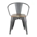 Bolero Bistro Curve Armchairs with Wooden Seat Pad Gunmetal (4 Pack) - Image 2