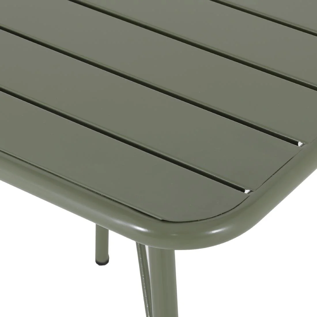 Bolero Amalfi Square Slatted Steel Folding Table Olive Green 700mm - Image 4