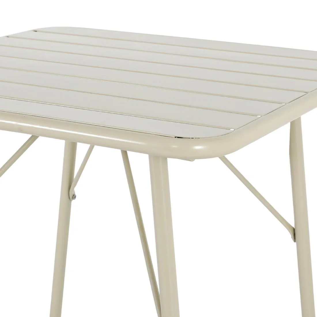 Bolero Amalfi Square Slatted Steel Folding Table Taupe 700mm - Image 4