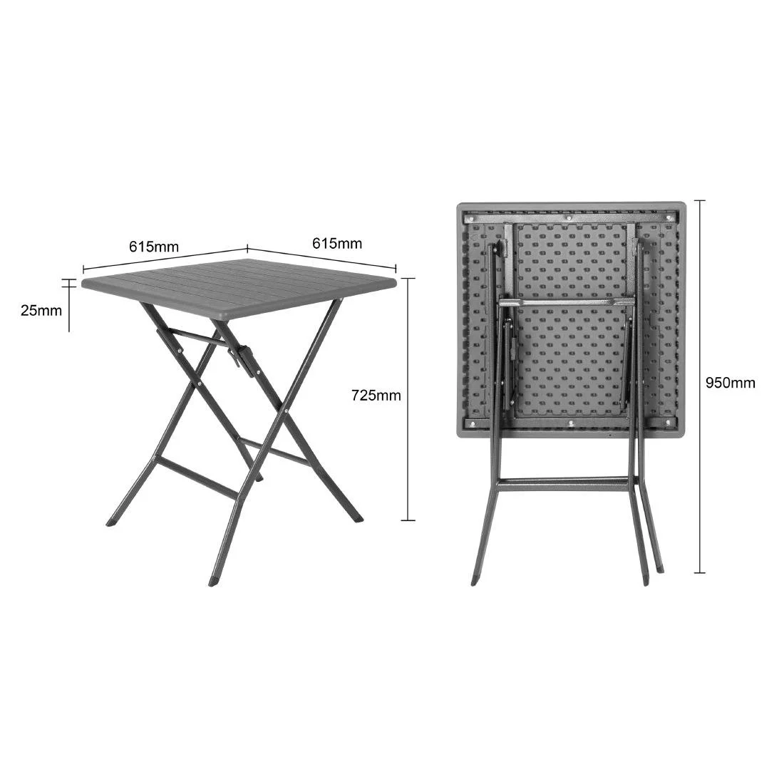 Bolero Square Folding HDPE Table Wood Effect 620mm - Image 6