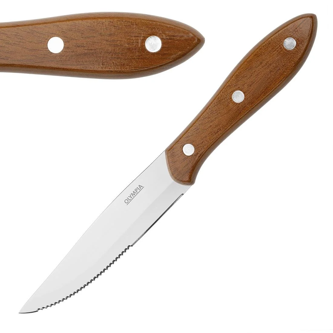 Olympia Jumbo Steak Knives with Wood Effect Handles (12 Pack) - Image 1