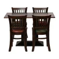 Turin Dining Table with 4 Manhattan Chairs in Dark Walnut with Bison Espresso - Image 4
