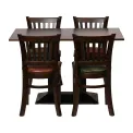 Turin Dining Table with 4 Manhattan Chairs in Dark Walnut with Bison Tan - Image 2
