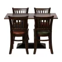 Turin Dining Table with 4 Manhattan Chairs in Dark Walnut with Bison Cedar - Image 5