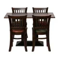 Turin Dining Table with 4 Manhattan Chairs in Dark Walnut with Bison Bordeaux - Image 2