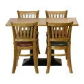 Turin Dining Table with 4 Manhattan Dining Chairs Weathered Oak with Bison Tan - Image 2