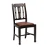 Lattice Back Dining Chairs in Dark Walnut with Bison Espresso Seat (6 Pack)