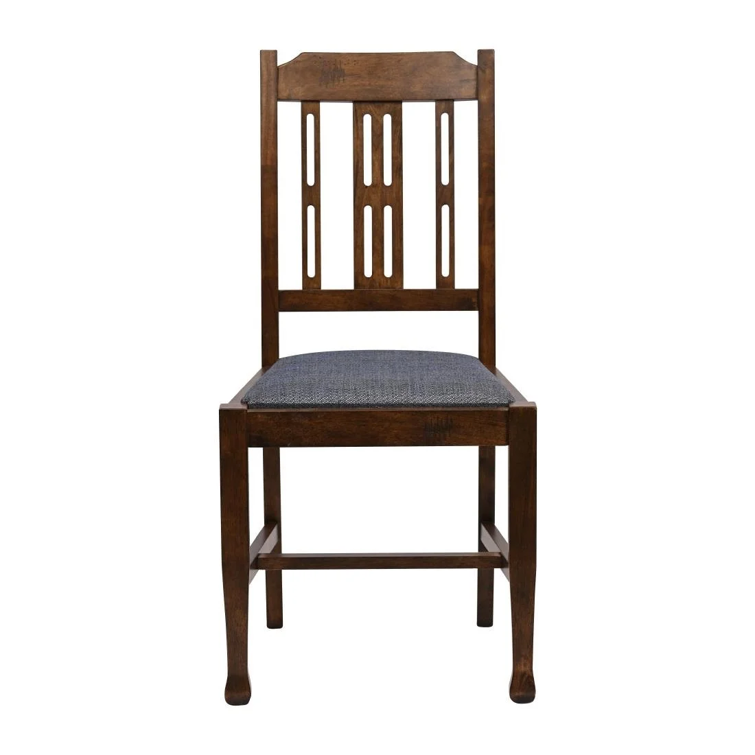 Lattice Back Dining Chairs in Vintage Wood with Shetland Sea Seat (6 Pack) - Image 3