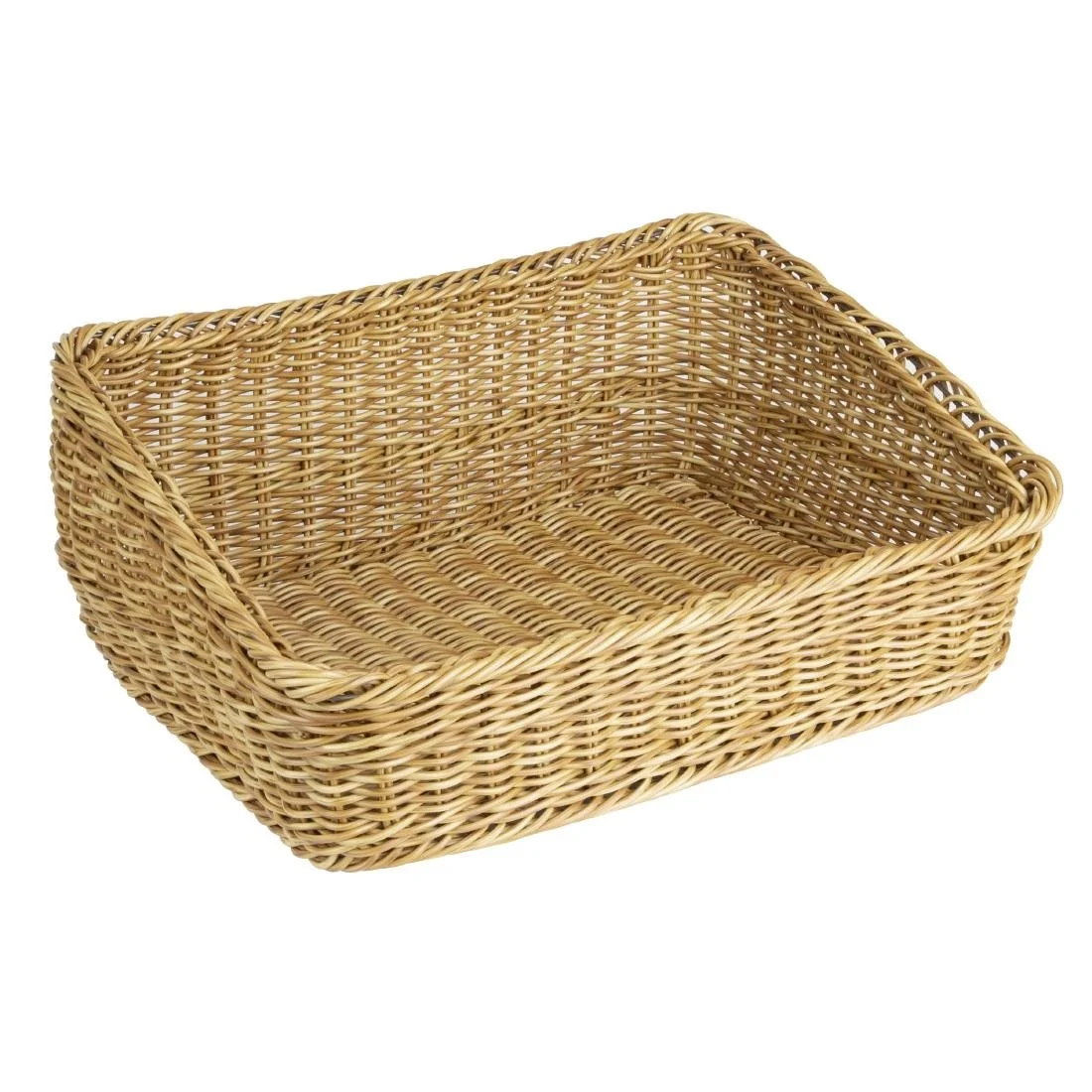 Olympia Polywicker Rectangular Display Basket Light Brown 525x385mm - Image 2