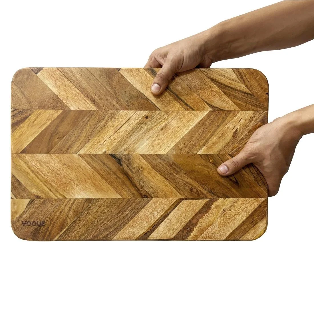 Vogue Chevron Effect Acacia Wood Chopping Board Medium - Image 3