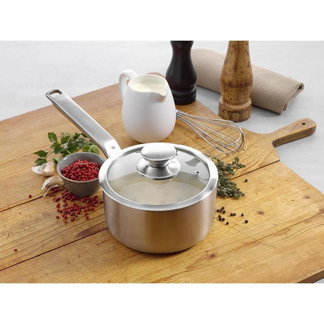 Samuel Groves Stainless Steel Saucepan and Glass Lid 18cm - Image 3