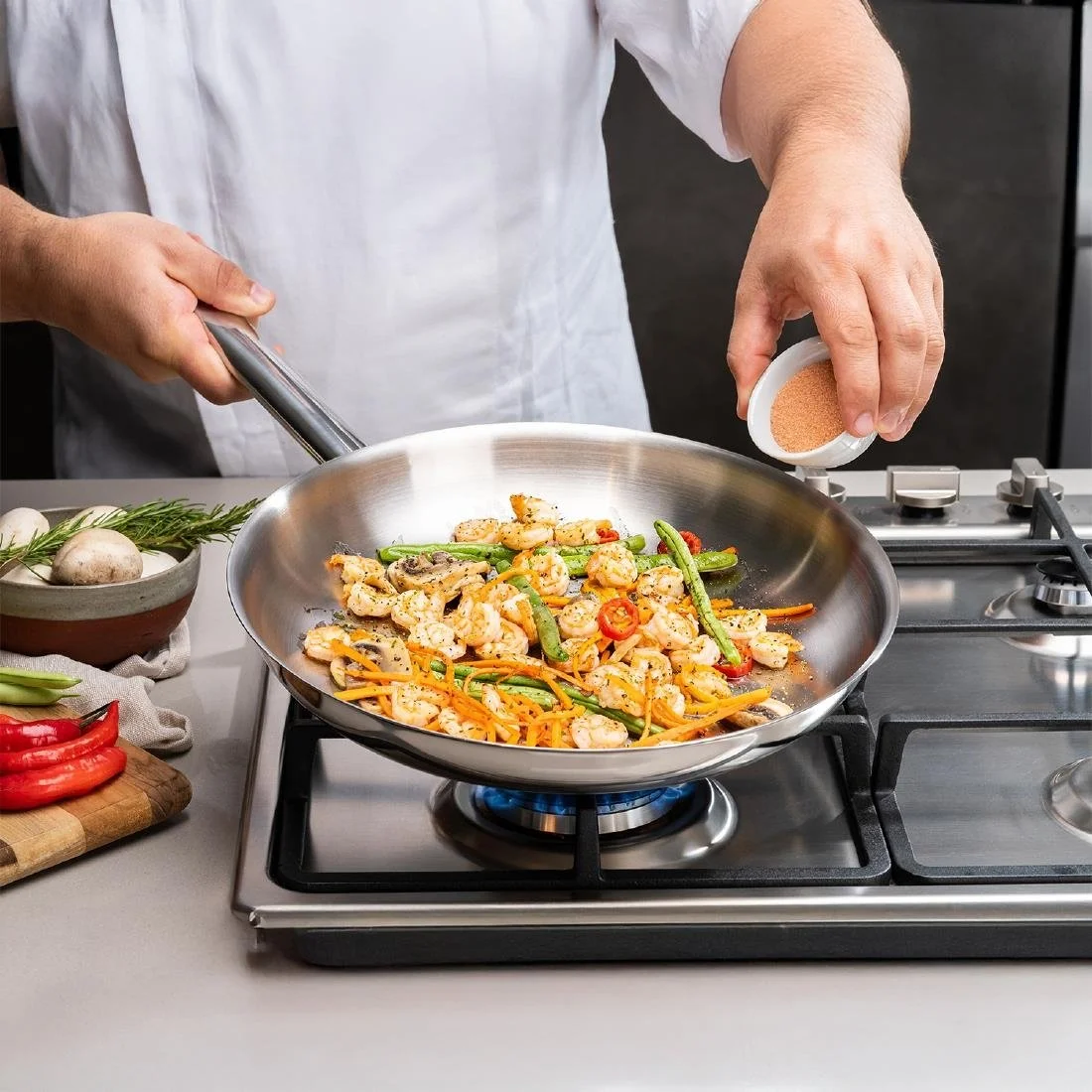 Tramontina Stainless Steel Triple Base Frying Pan 30cm - Image 4