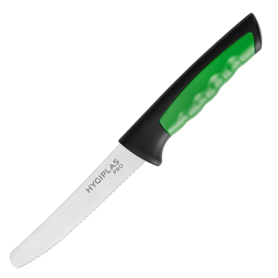 Hygiplas Pro Serrated Tomato Knife Green 10cm - Image 1