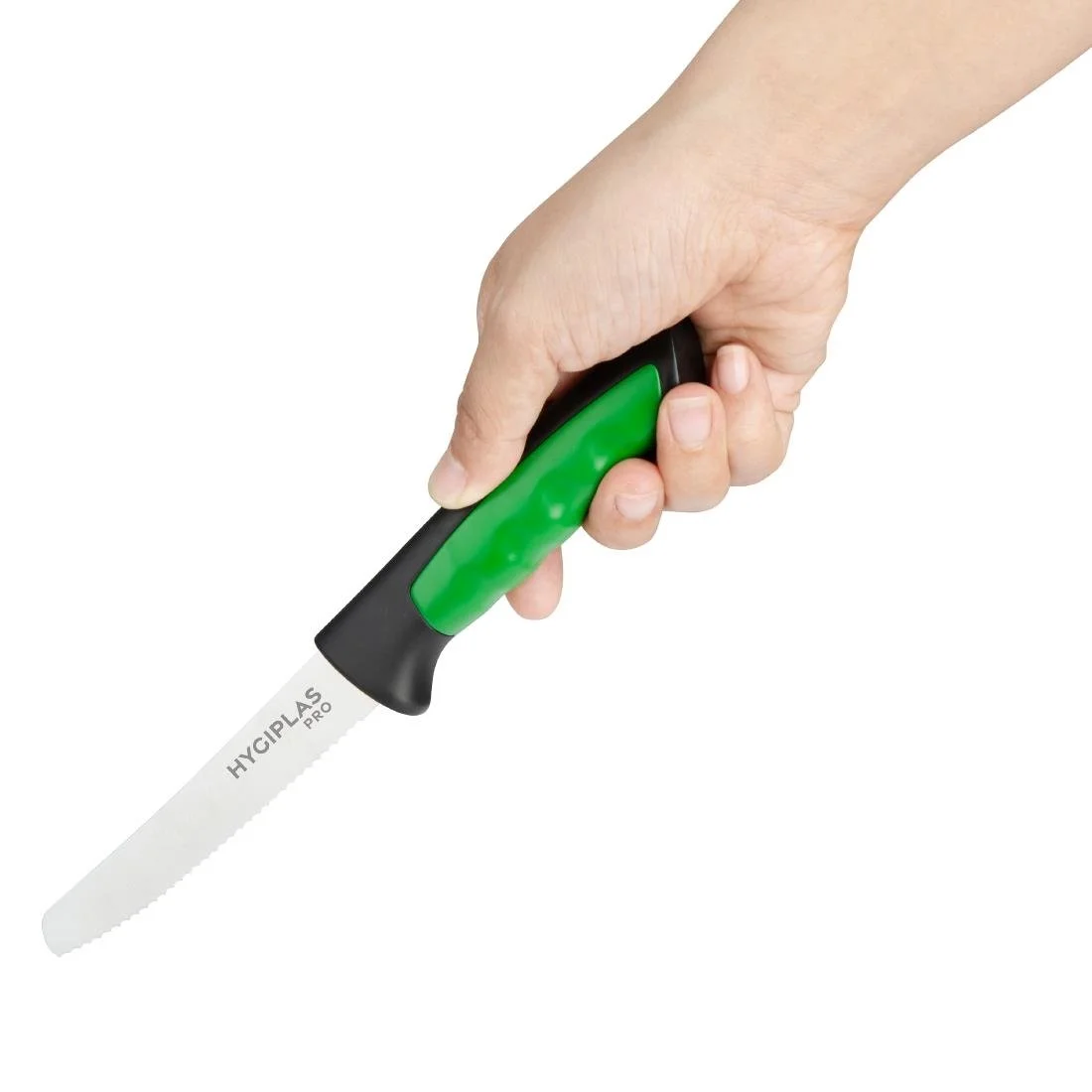 Hygiplas Pro Serrated Tomato Knife Green 10cm - Image 2