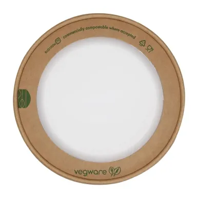 Vegware Round Paper Lids with Window Kraft 150-Series (300 Pack)