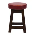 Everyday Wessex Dark Walnut Low Stool with Bison Bordeaux Seat (2 Pack) - Image 1