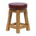 Everyday Wessex Weathered Oak Low Stool with Bison Espresso Seat (2 Pack) - Image 2