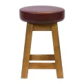 Everyday Wessex Weathered Oak Low Stool with Bison Espresso Seat (2 Pack) - Image 1