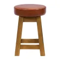 Everyday Wessex Weathered Oak Low Stool with Bison Tan Seat (2 Pack) - Image 1