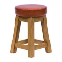 Everyday Wessex Weathered Oak Low Stool with Bison Tan Seat (2 Pack) - Image 2