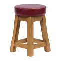 Everyday Wessex Weathered Oak Low Stool with Bison Bordeaux Seat (2 Pack) - Image 2