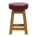 Everyday Wessex Weathered Oak Low Stool with Bison Bordeaux Seat (2 Pack) - Image 1